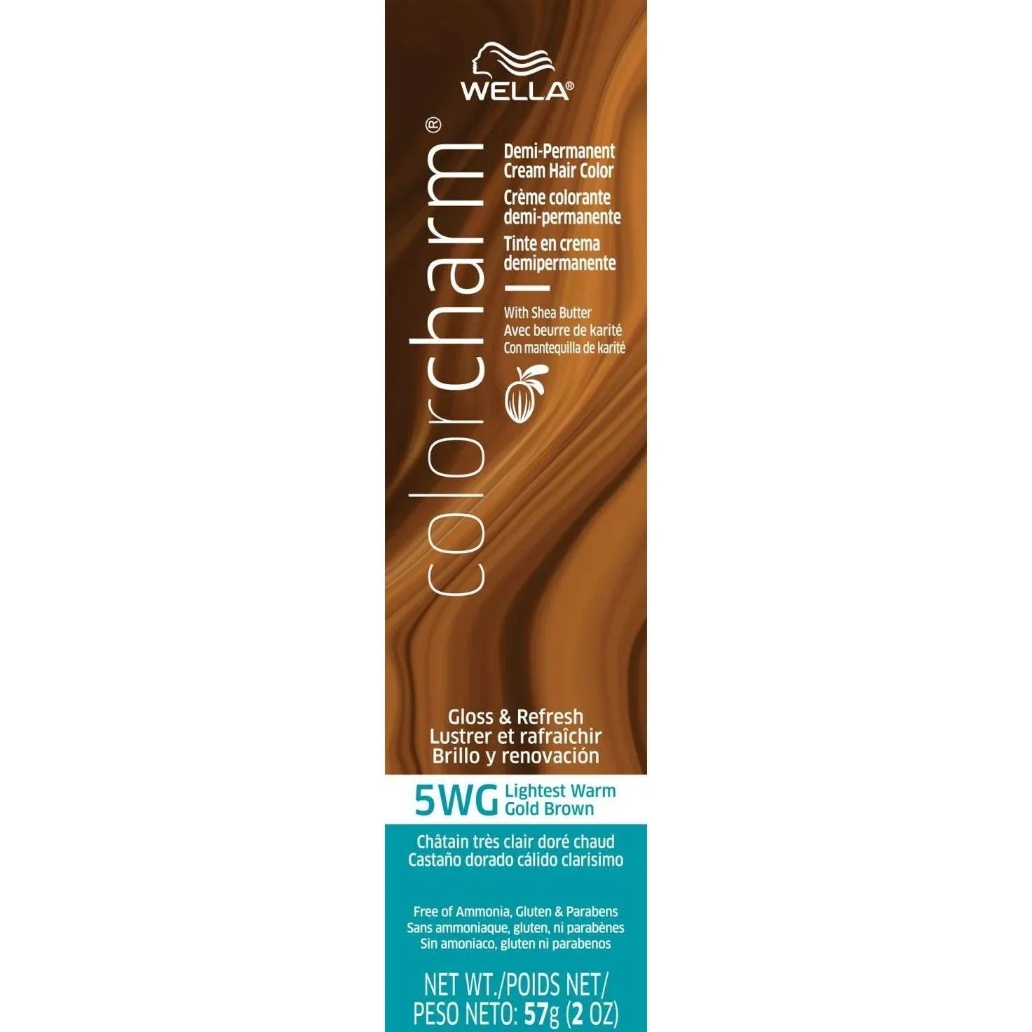Wella Color Charm Demi-Permanent Cream Hair Color 5Wg Lightest Warm Gold Brown by WELLA